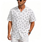 Dog Paws In Black And White Men's Crinkle Hawaiian Shirt