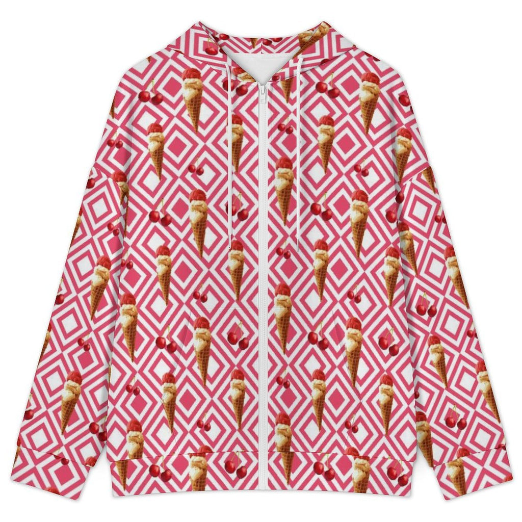 Cherry Ice-Cream Women's Full-Zip Hoodie