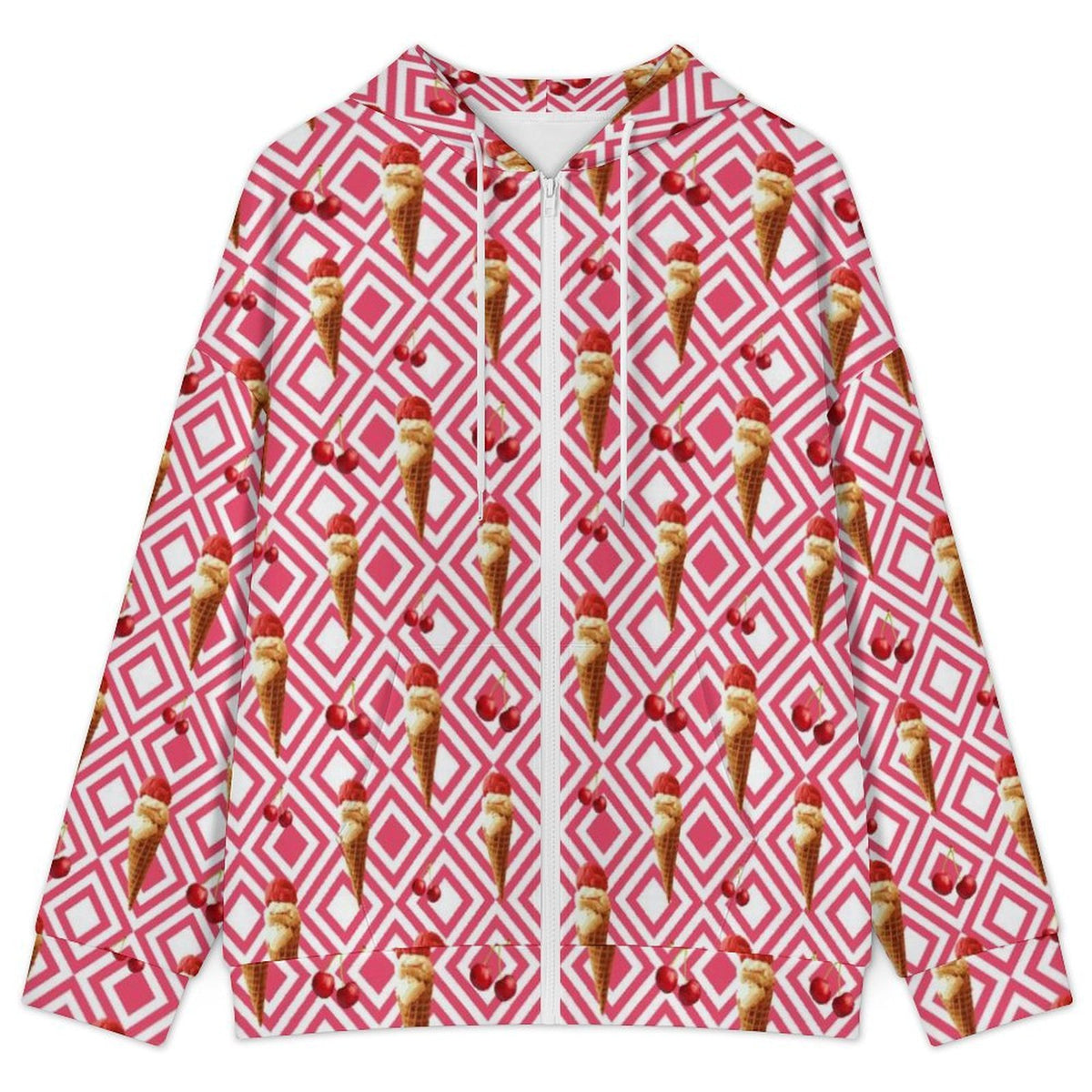 Cherry Ice-Cream Women's Full-Zip Hoodie