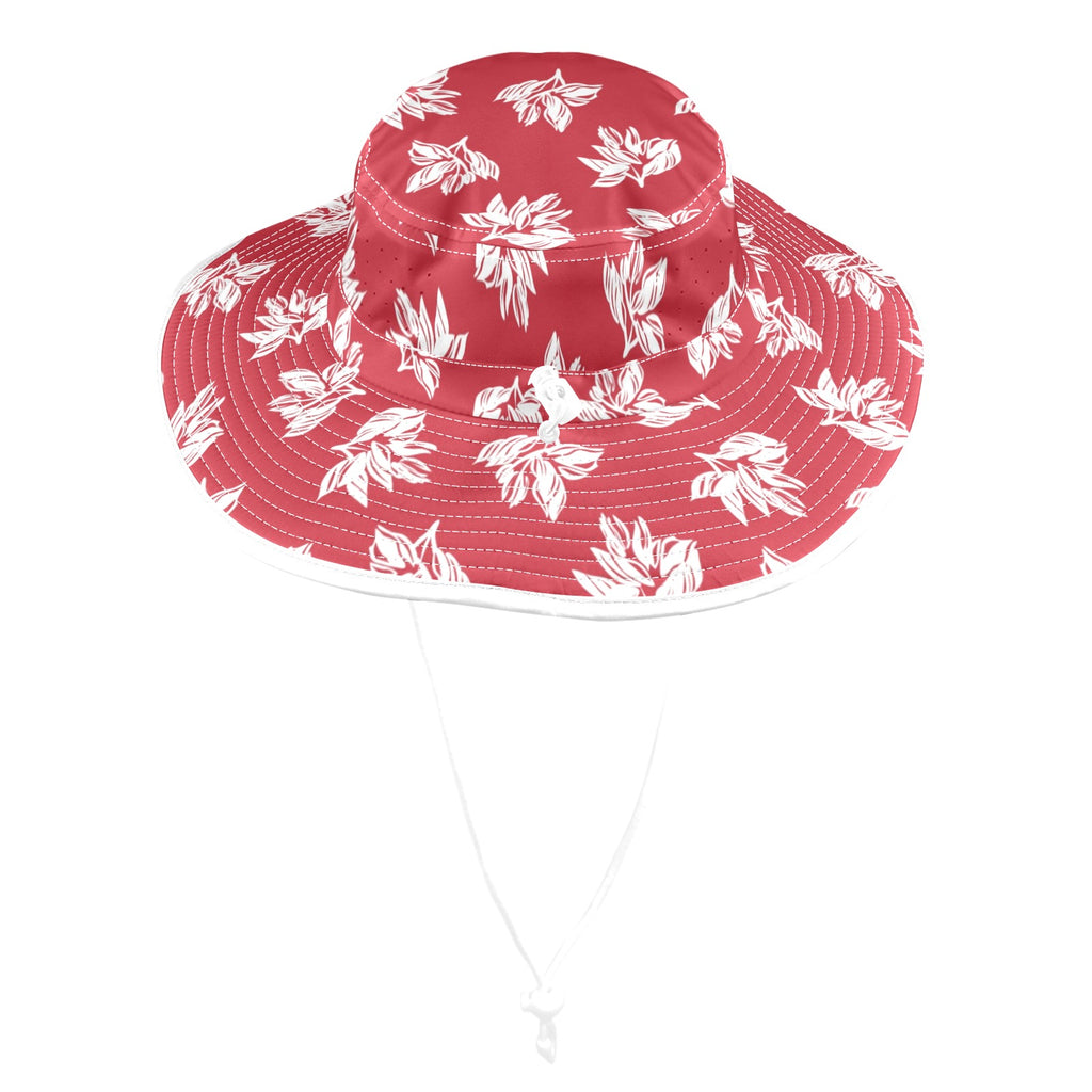 Red Retro Foliage Wide Brim Bucket Hat Wide Brim Bucket Hat Printed Offshore Retro