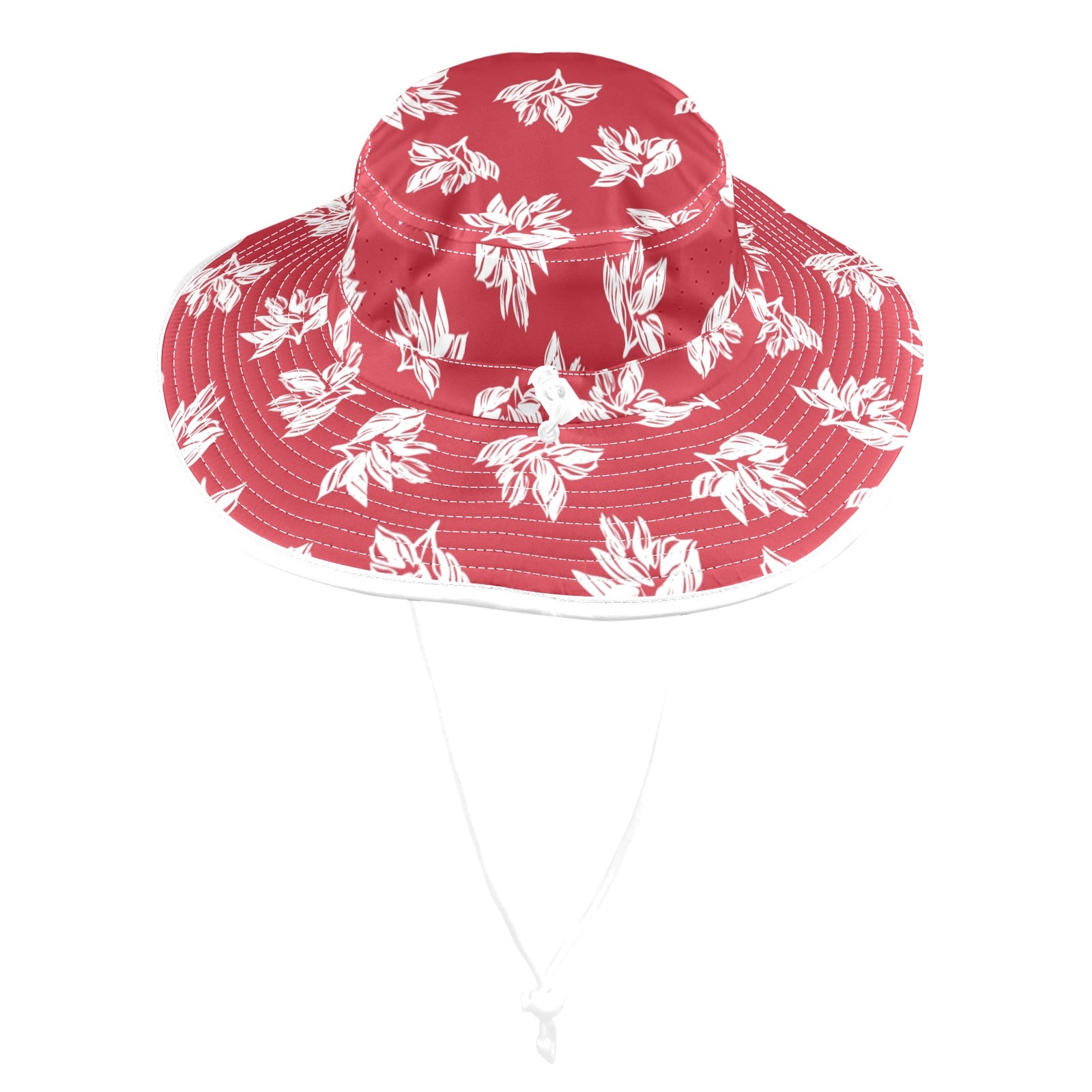 Red Retro Foliage Wide Brim Bucket Hat Wide Brim Bucket Hat Printed Offshore Retro