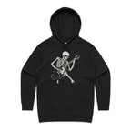 Skeleton Playing Guitar Women's AS Colour Hoodie Black Womens Hoodie Music Printed In Australia