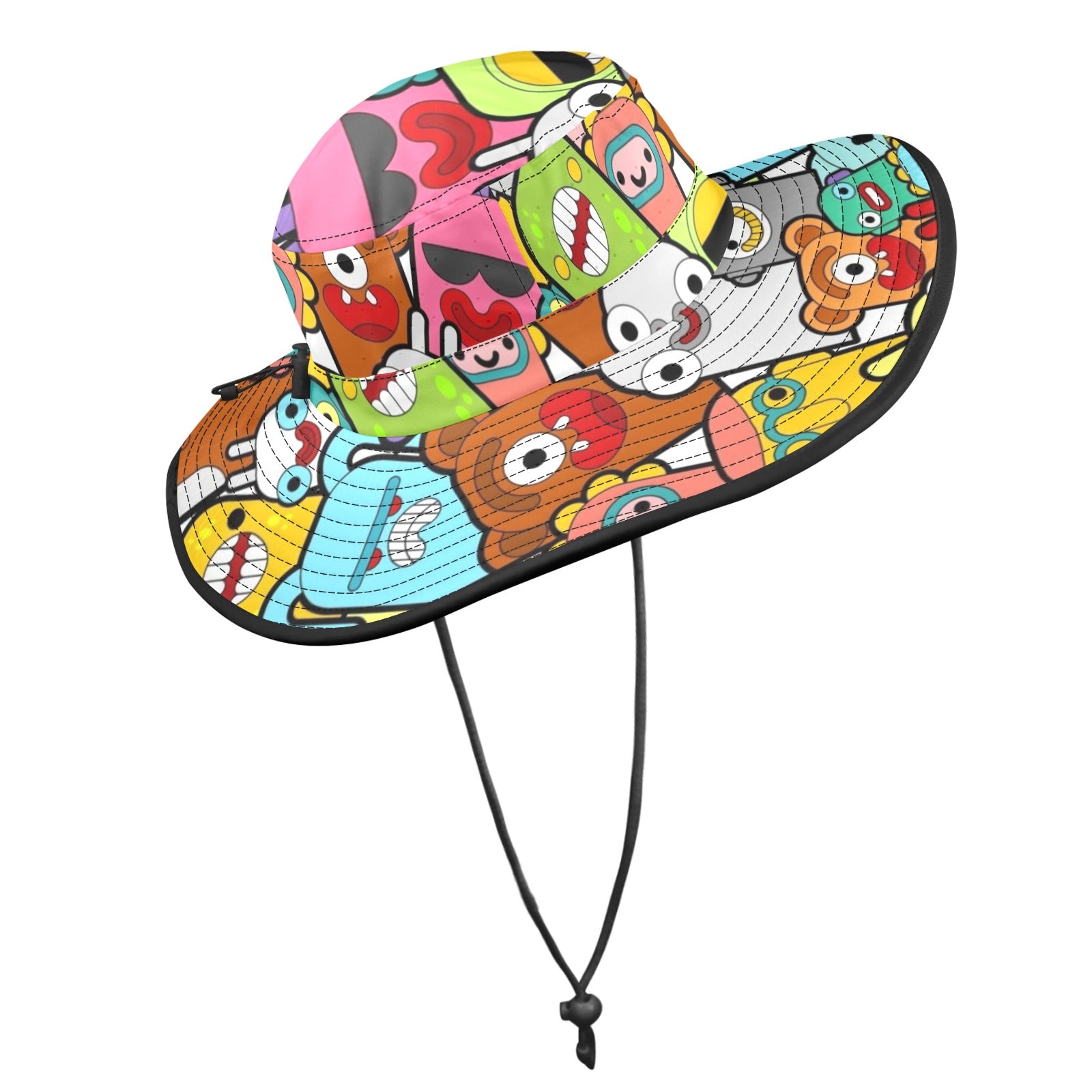 Happy Monsters Wide Brim Bucket Hat Wide Brim Bucket Hat Printed Offshore Sci Fi