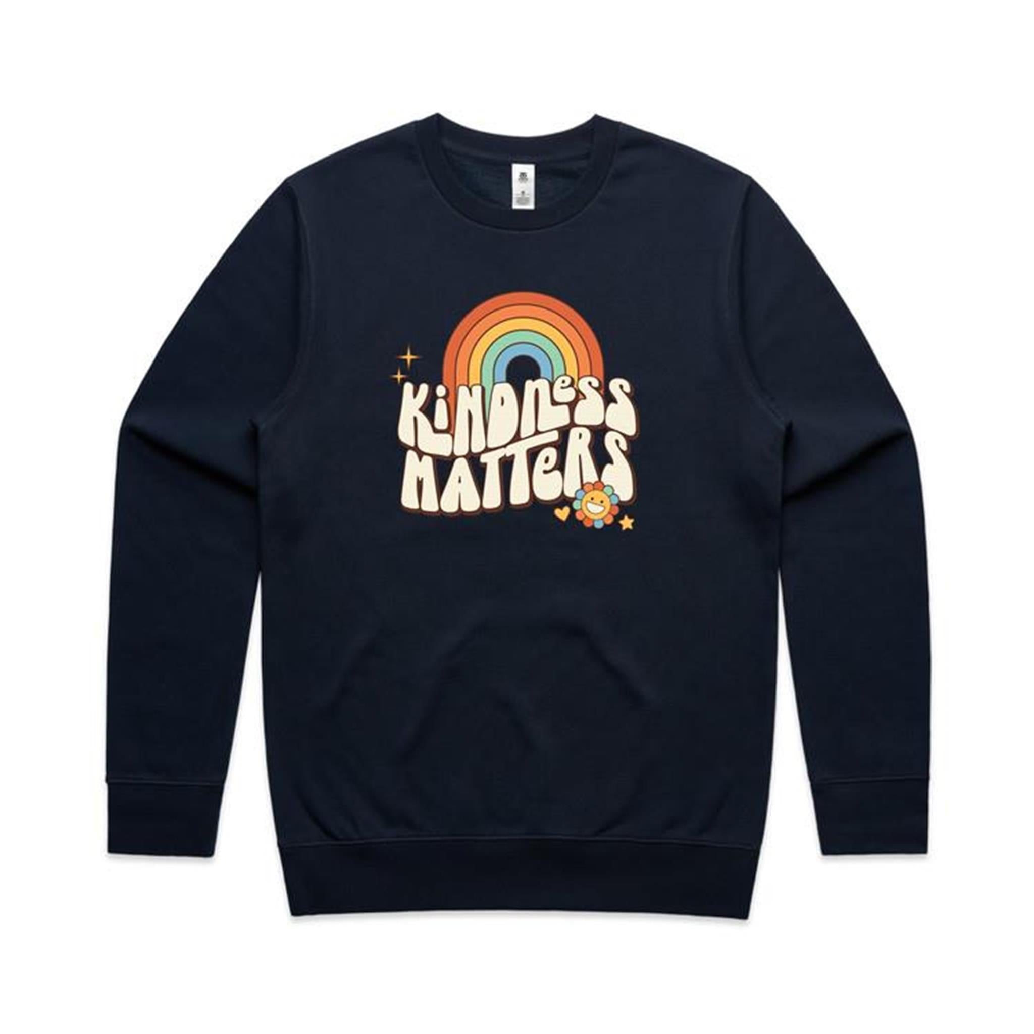 Kindness Matters - AS Colour Stencil Crew Sweatshirt Navy Sweatshirt Kindness Printed In Australia Retro