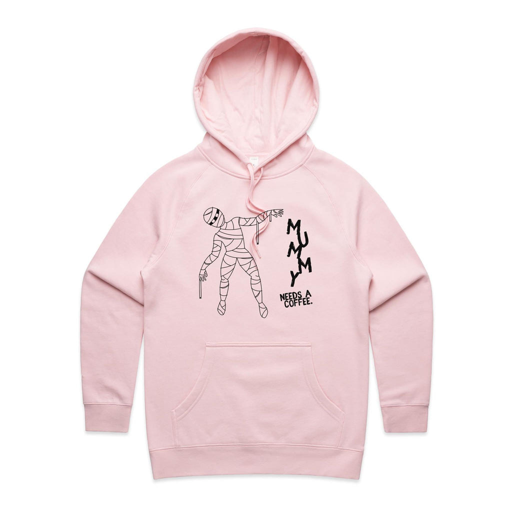 Mummy Needs A Coffee - Womens Hoodie Pink Womens Hoodie Coffee Mum Printed In Australia