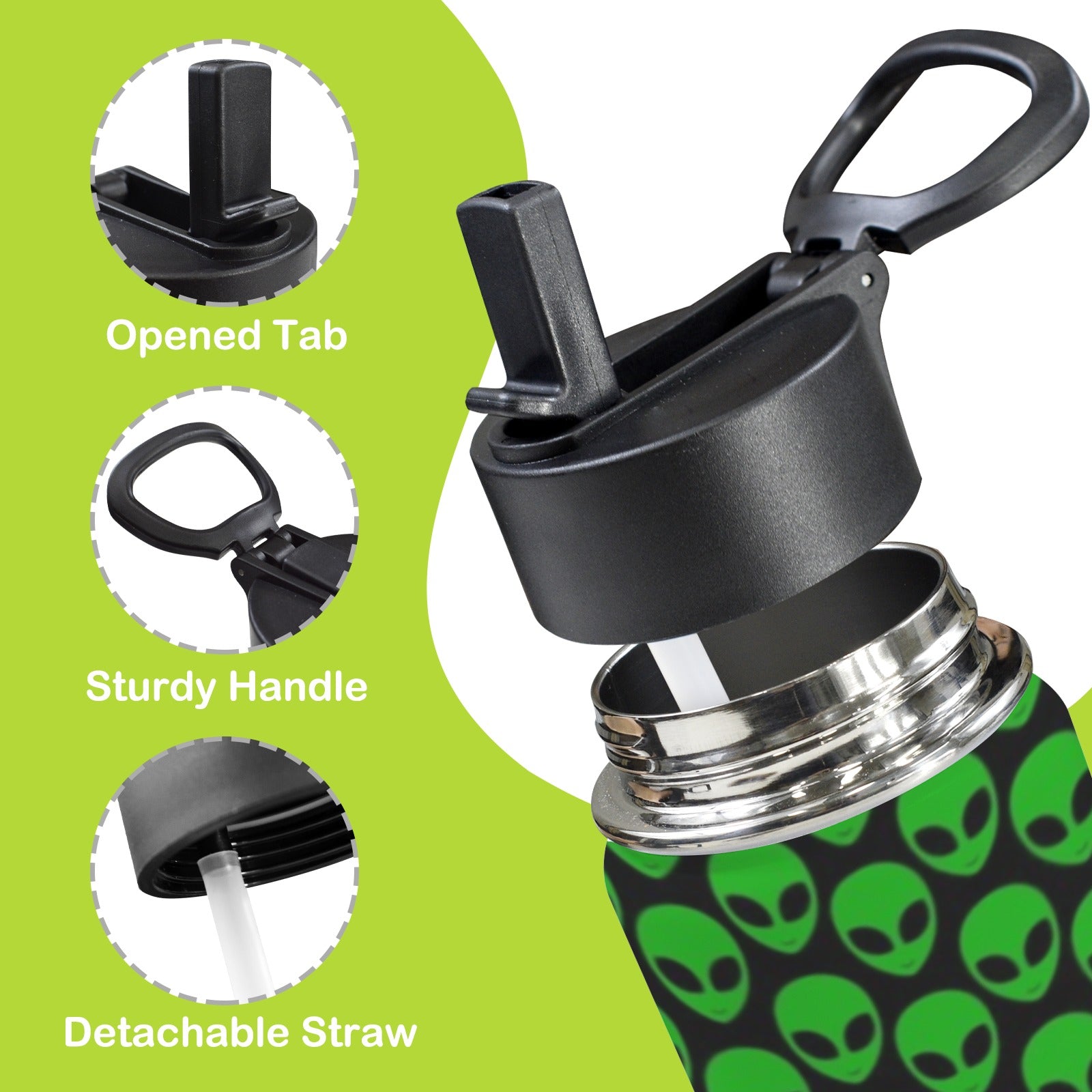 Aliens 12oz Kids Water Bottle with Straw Lid