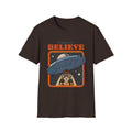 I Want To Believe, UFO Unisex Softstyle T-Shirt Dark Chocolate Unisex Adult T-shirt Australian Printer Retro Sci Fi