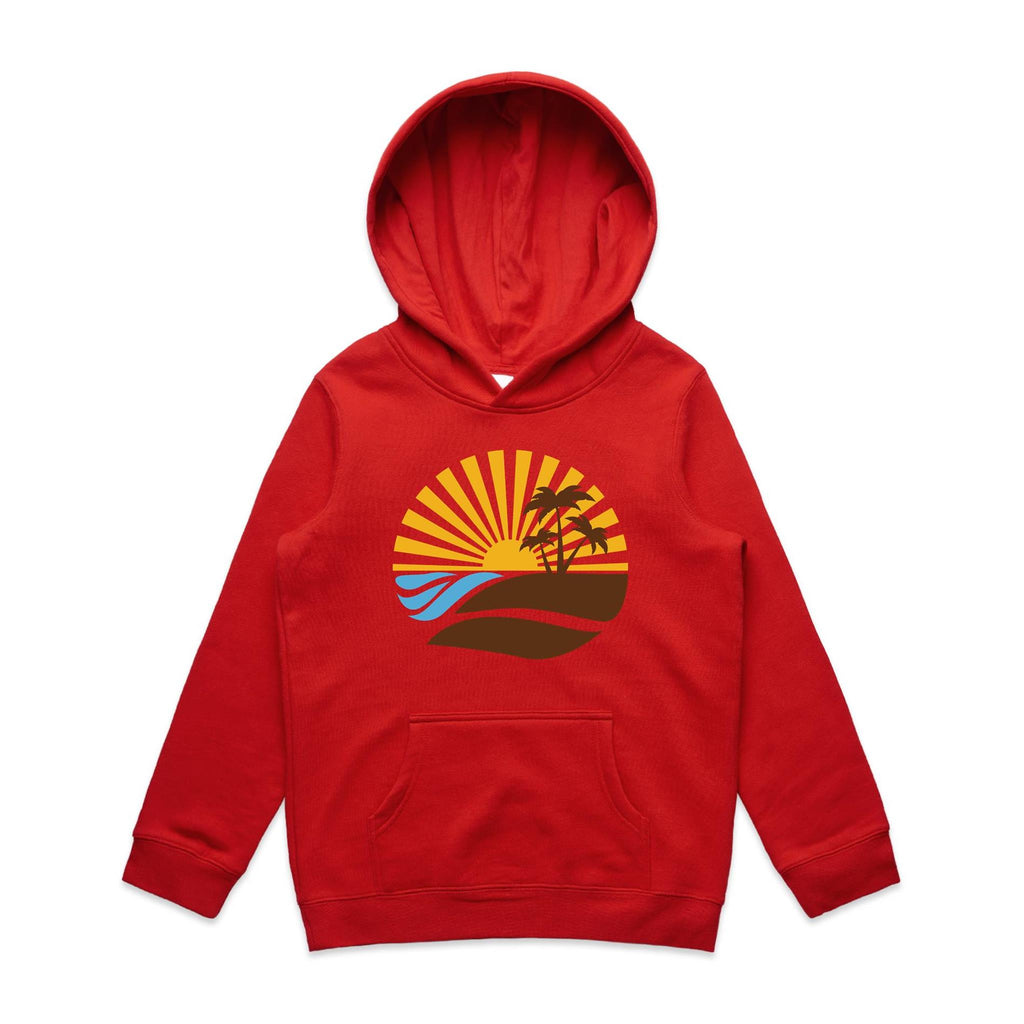 Vintage Surf - Kids Hoodie Red Kids Hoodie Printed In Australia