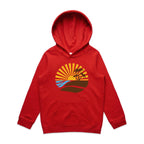 Vintage Surf - Kids Hoodie Red Kids Hoodie Printed In Australia