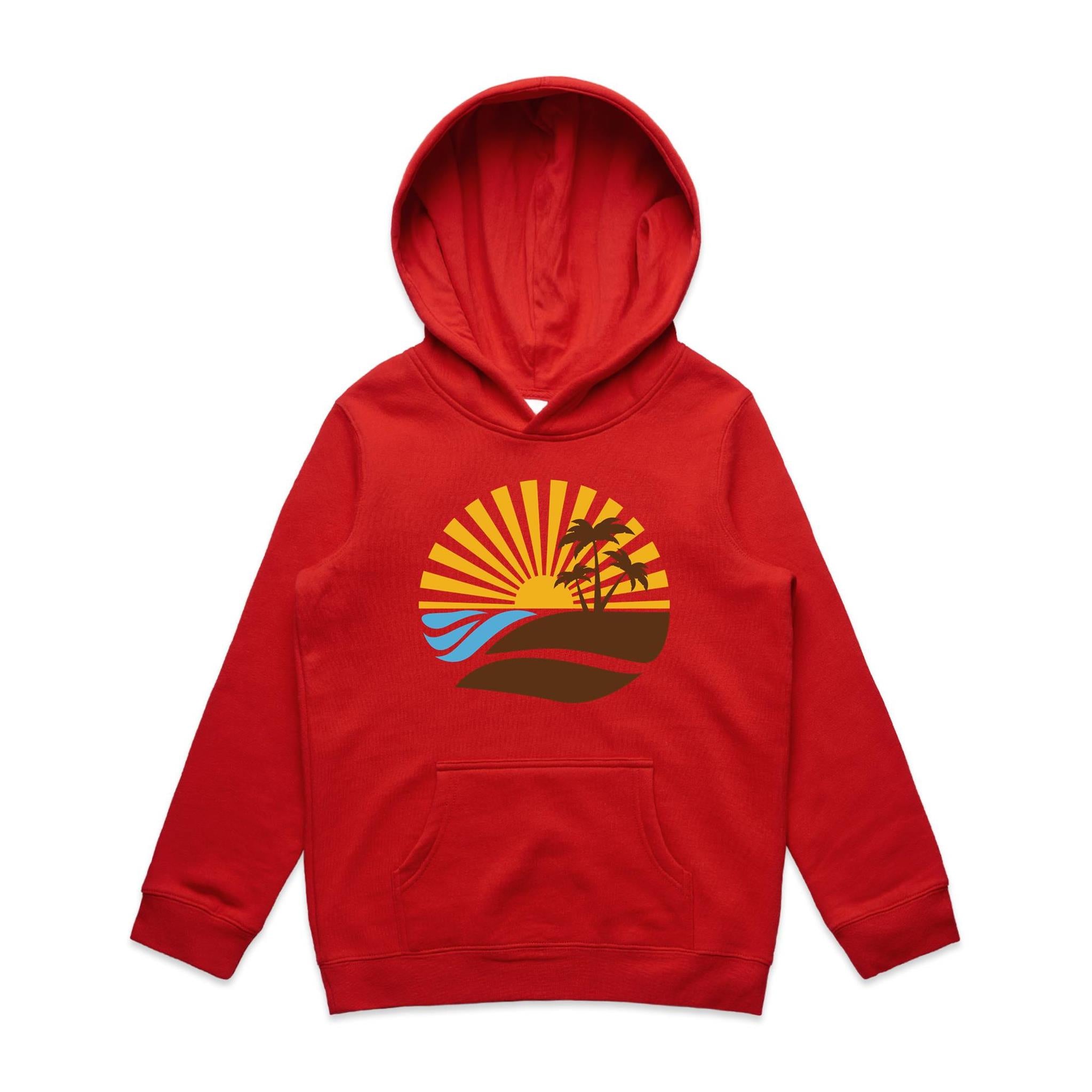 Vintage Surf - Kids Hoodie Red Kids Hoodie Printed In Australia