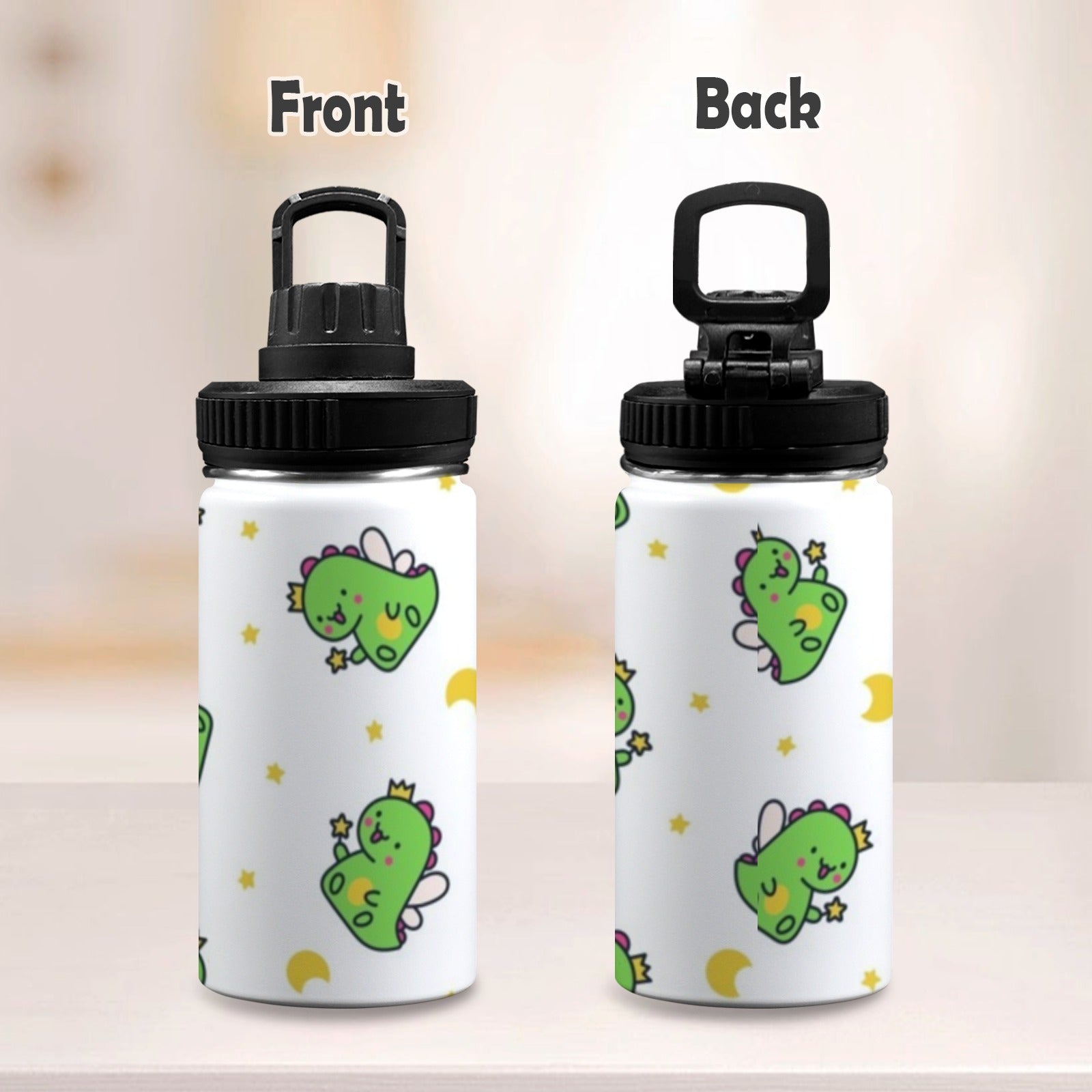 Dinosaur Fairy - Kids Water Bottle with Chug Lid (12 oz)