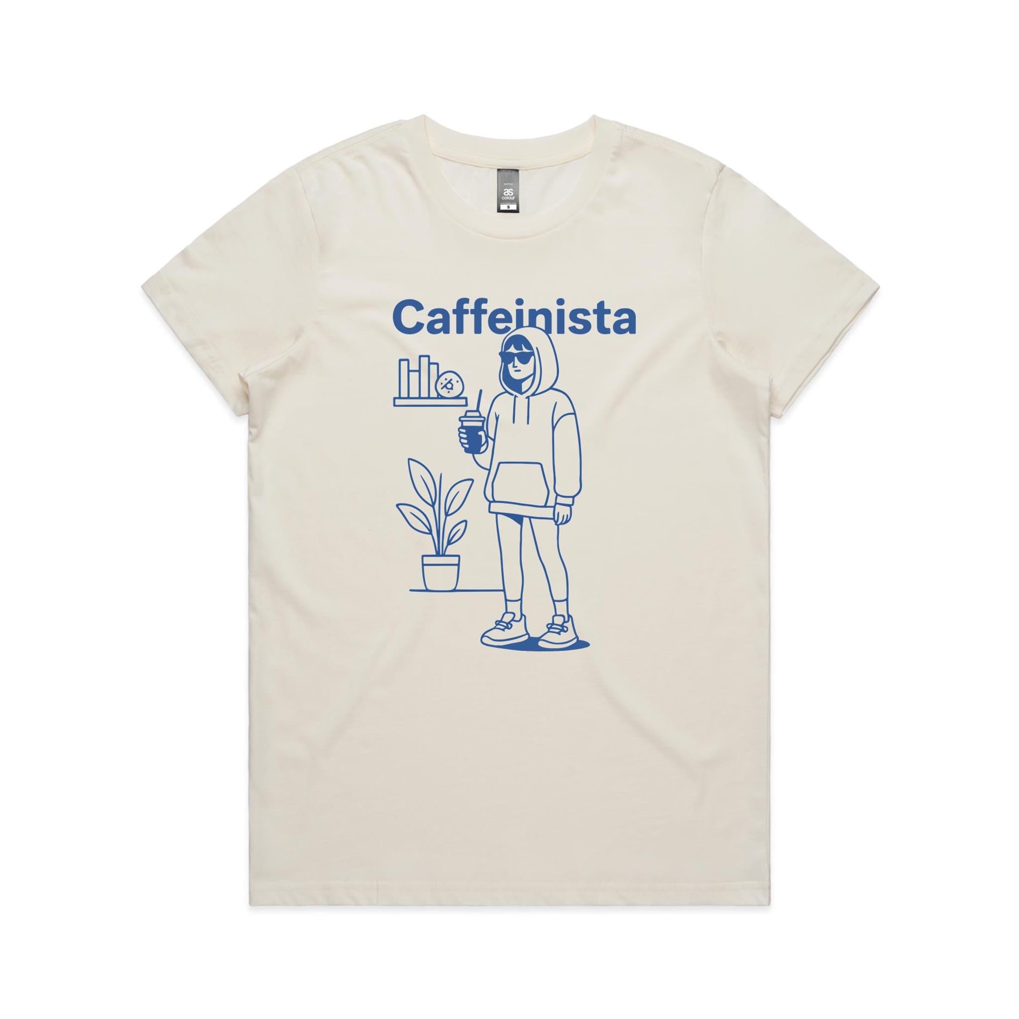 Caffeinista, Caffeine Women's AS Colour T-shirt Natural Womens T-shirt Coffee Printed In Australia