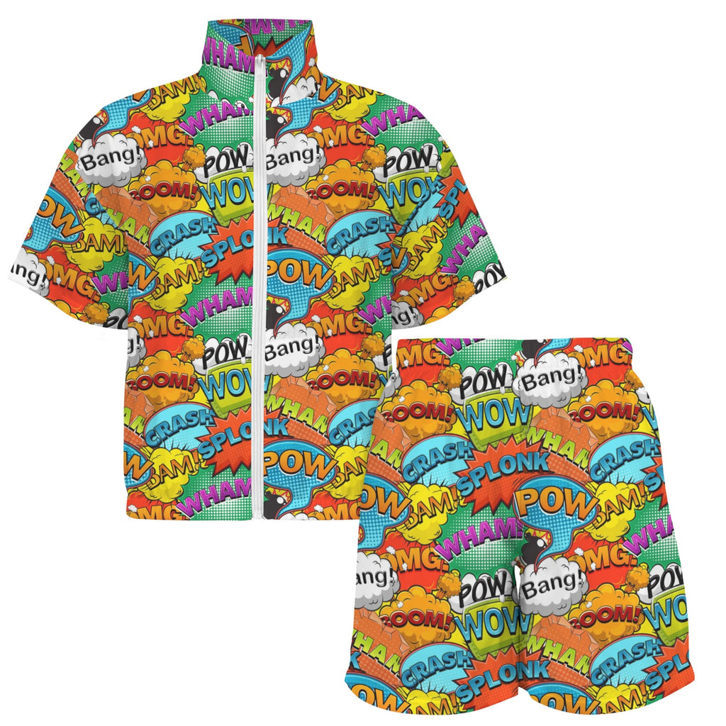 Comic Book 2 Women's Windbreaker Short Set Women's Windbreaker Short Set comic Printed Offshore