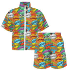 Comic Book 2 Women's Windbreaker Short Set Women's Windbreaker Short Set comic Printed Offshore