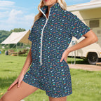 UFO's And Aliens Women's Windbreaker Short Set Women's Windbreaker Short Set Printed Offshore Sci Fi