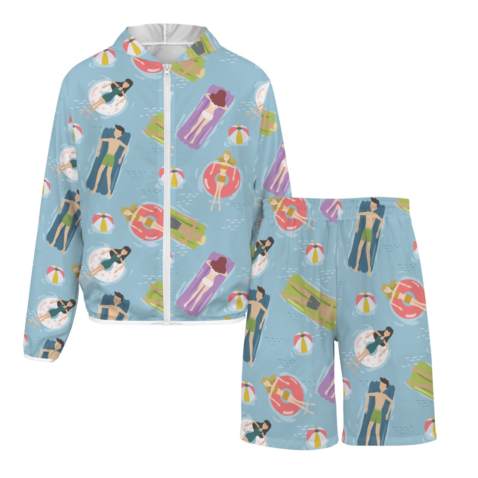 Beach Float Men's Lightweight Sun Hoodie & Shorts Set Men's Lightweight Sun Hoodie & Shorts Printed Offshore Summer