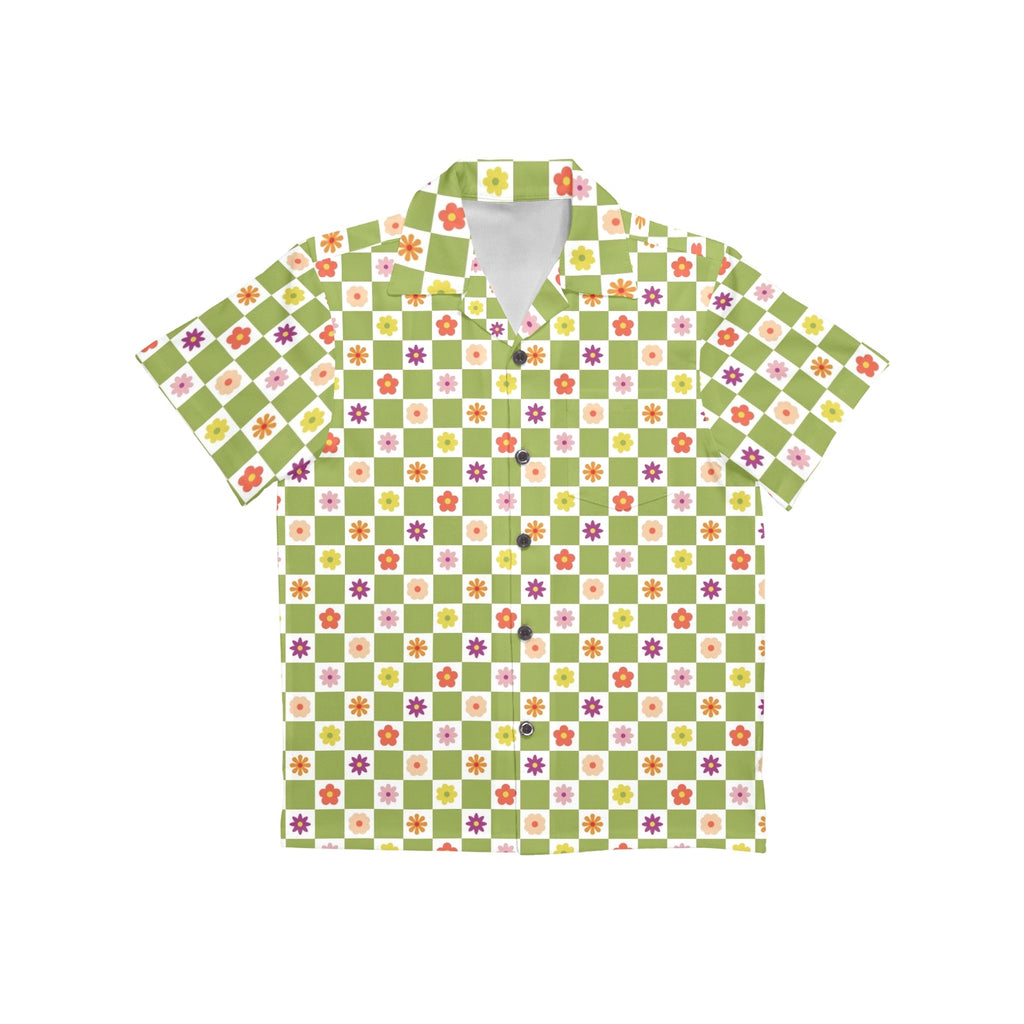 Flower Check Junior Kids Hawaiian Shirt
