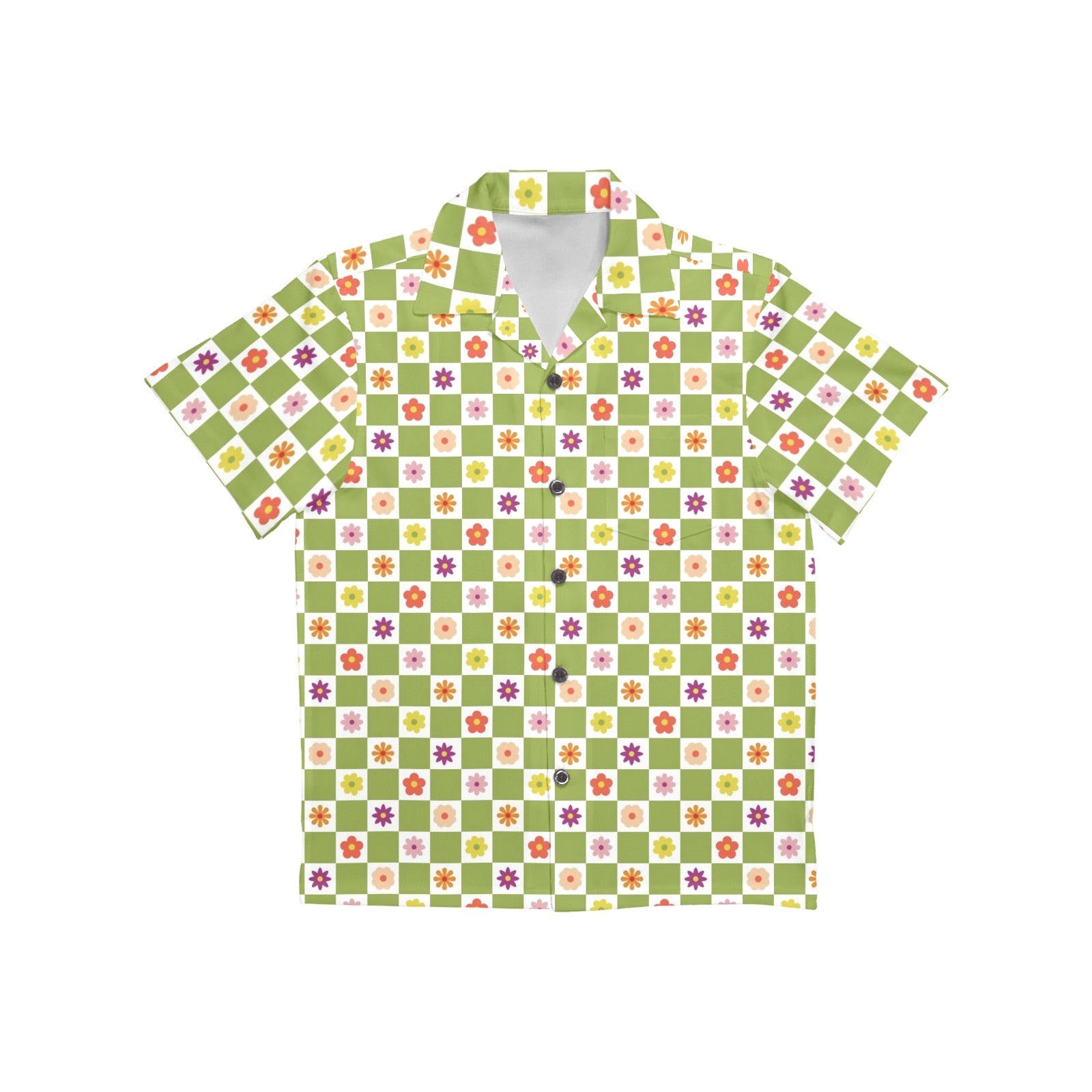 Flower Check Junior Kids Hawaiian Shirt