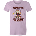 Caffeine Maintains My Sunny Personality - Womens T-shirt Lavender Womens T-shirt Coffee Printed In Australia