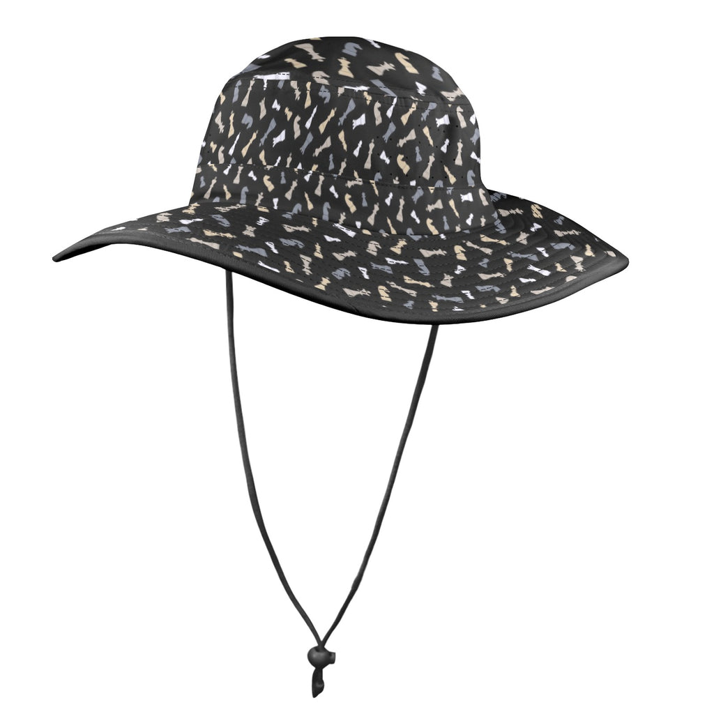 Chess Pattern Wide Brim Bucket Hat Wide Brim Bucket Hat Chess Games Printed Offshore