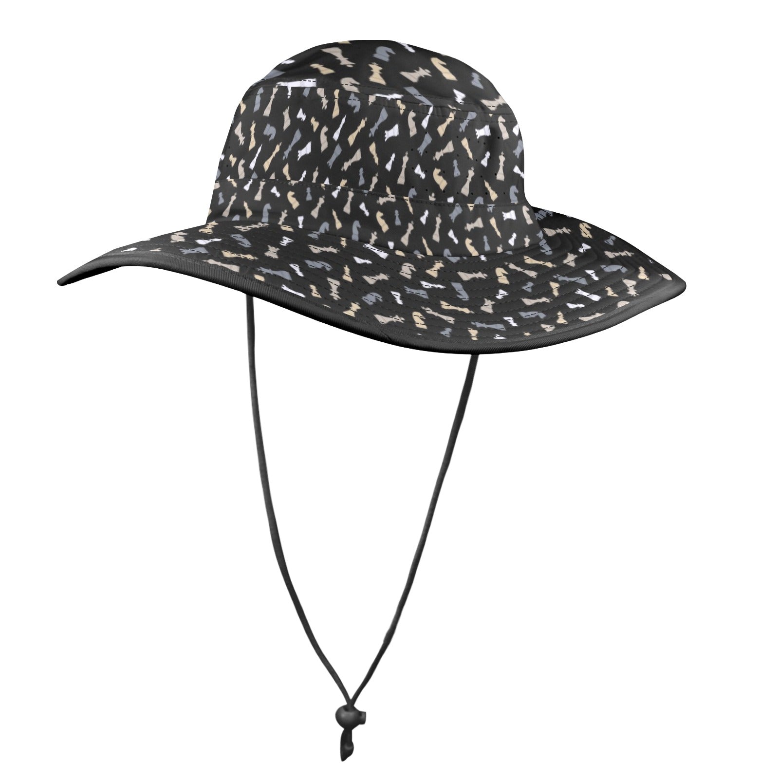 Chess Pattern Wide Brim Bucket Hat Wide Brim Bucket Hat Chess Games Printed Offshore