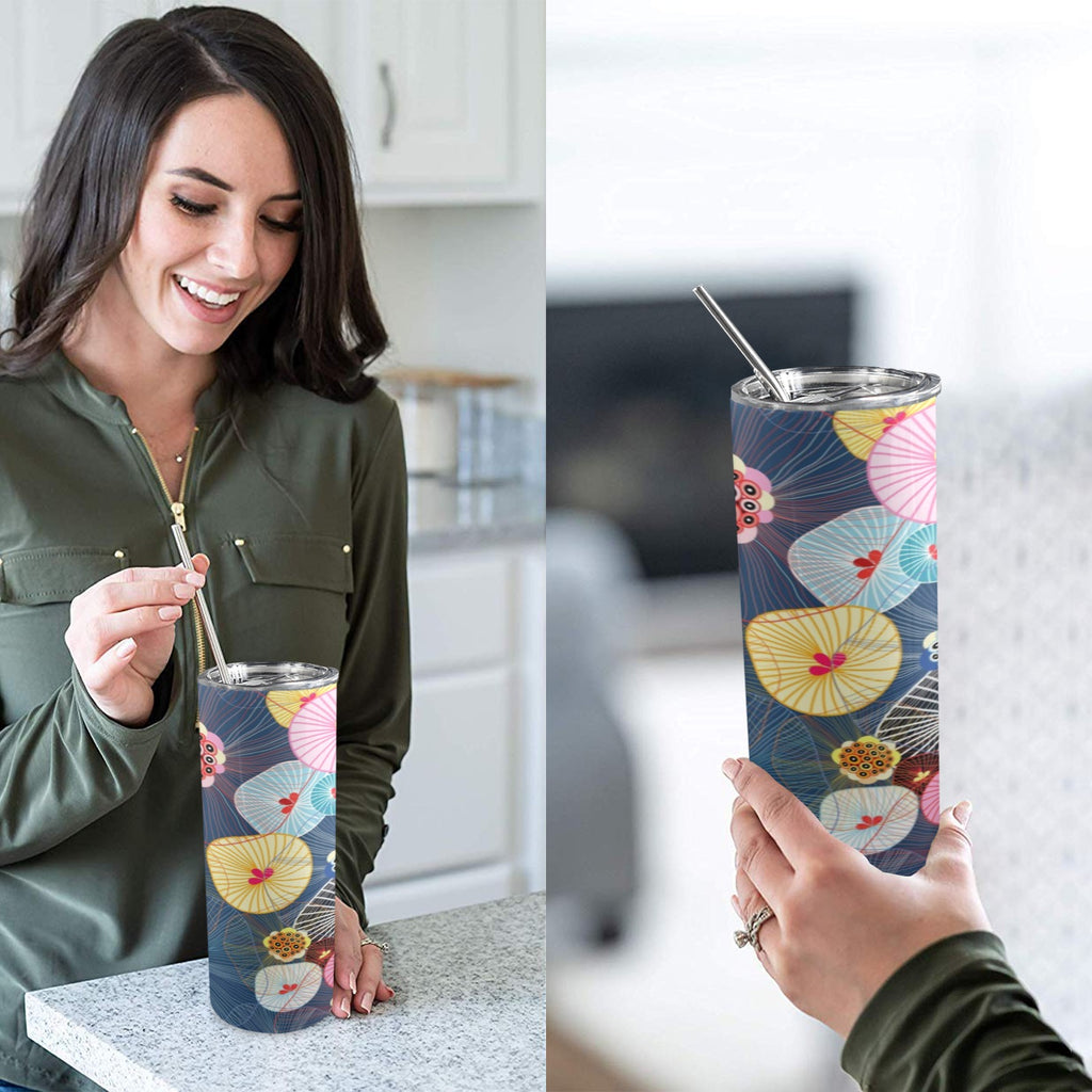 Abstract Floral 20oz Tall Skinny Tumbler with Lid and Straw