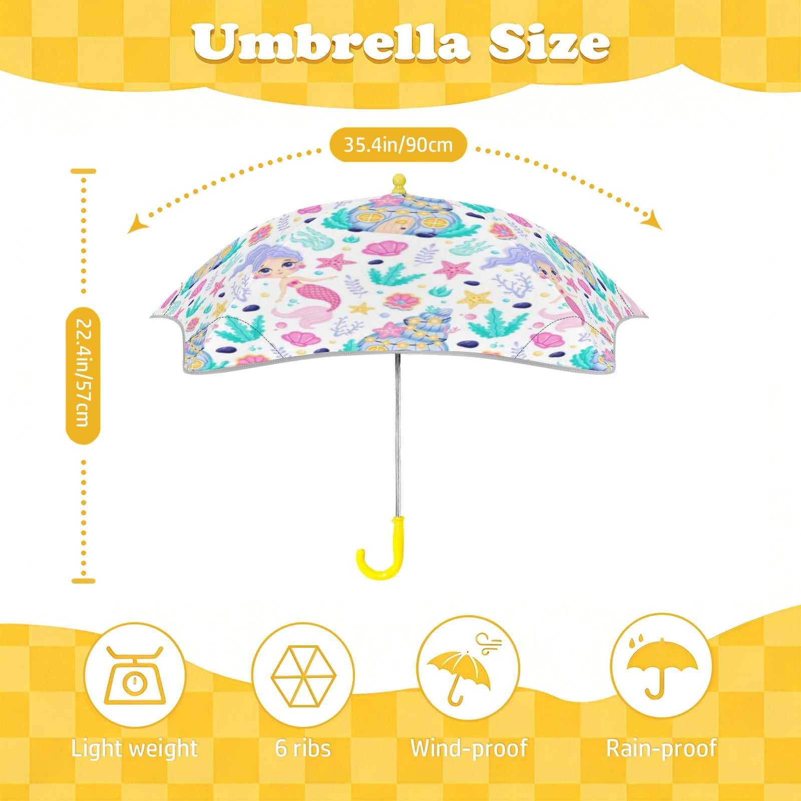 Mermaid World Kids Safe Round Corner Umbrella