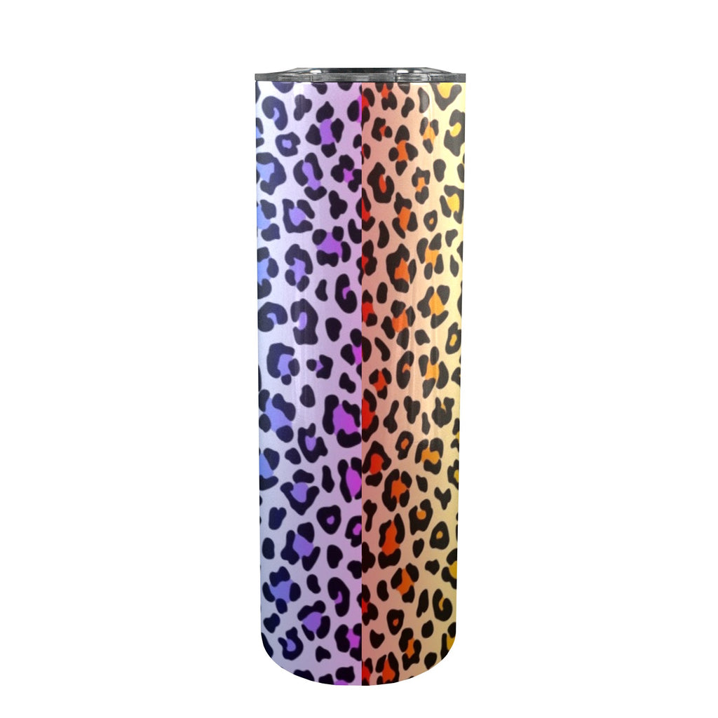 Rainbow Leopard Print - 20oz Tall Skinny Tumbler with Lid and Straw