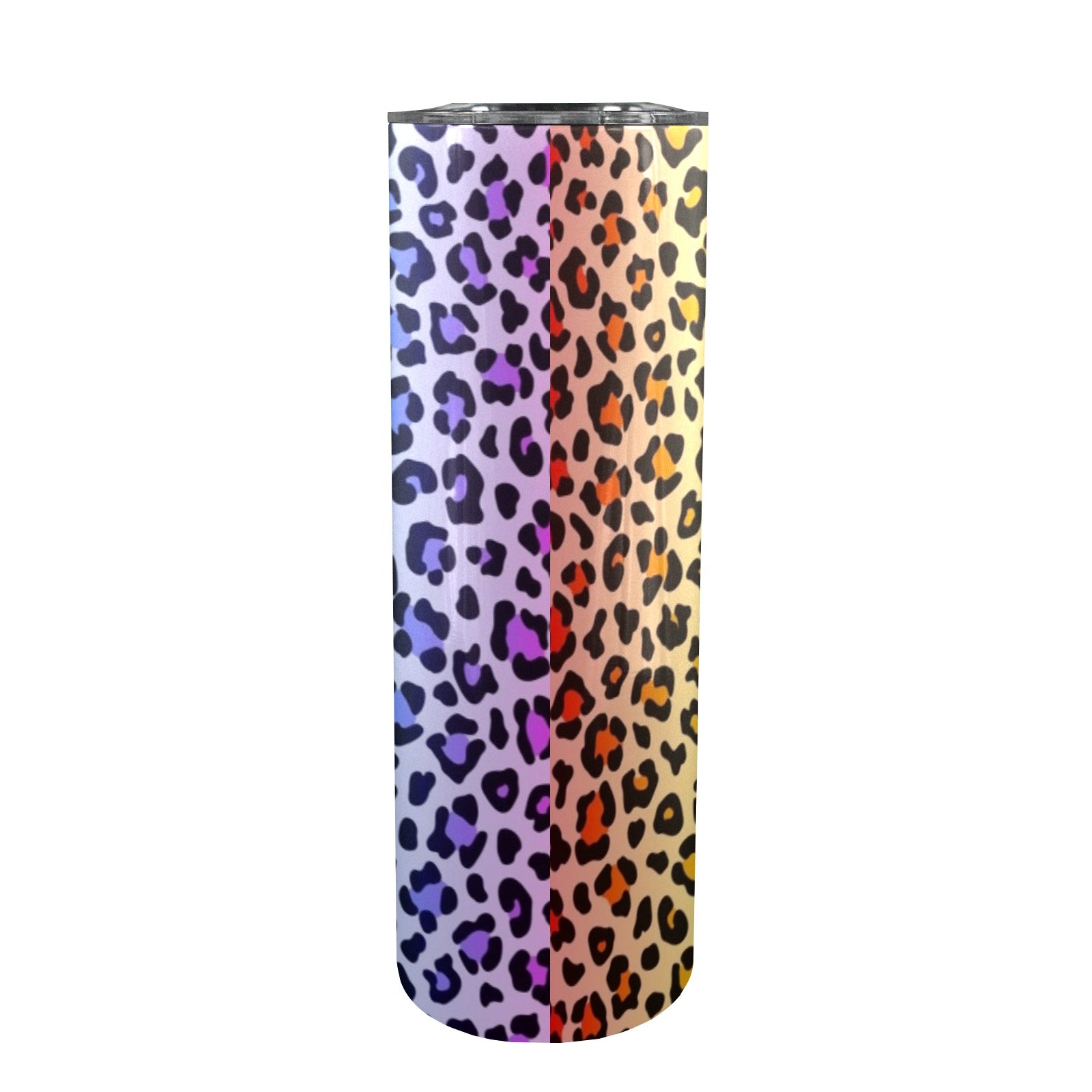 Rainbow Leopard Print - 20oz Tall Skinny Tumbler with Lid and Straw