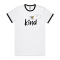 Bee Kind - Staple Ringer Tee White Black Ringer T-Shirt Kindness Printed In Australia