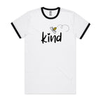 Bee Kind - Staple Ringer Tee White Black Ringer T-Shirt Kindness Printed In Australia