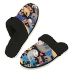Sloths Men's Fur Trim Thick-Sole Indoor Slippers 2XL Men's Fur Trimmed Slippers animal Printed Offshore