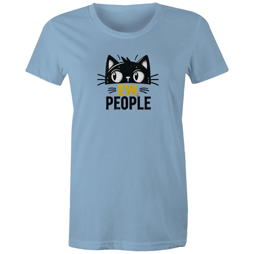 Ew People, Cat - Womens T-shirt Carolina Blue Womens T-shirt animal Printed In Australia