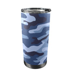 Blue Camouflage - 20oz Mobile Tumbler with Lid (Black Lock) One Size 20oz Travel Mug Printed Offshore