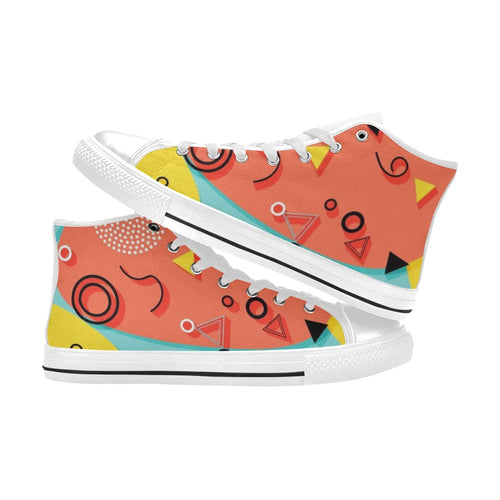 Abstract 80's Kids High Top Canvas Shoes Kids High Top Canvas Shoes Printed Offshore Retro