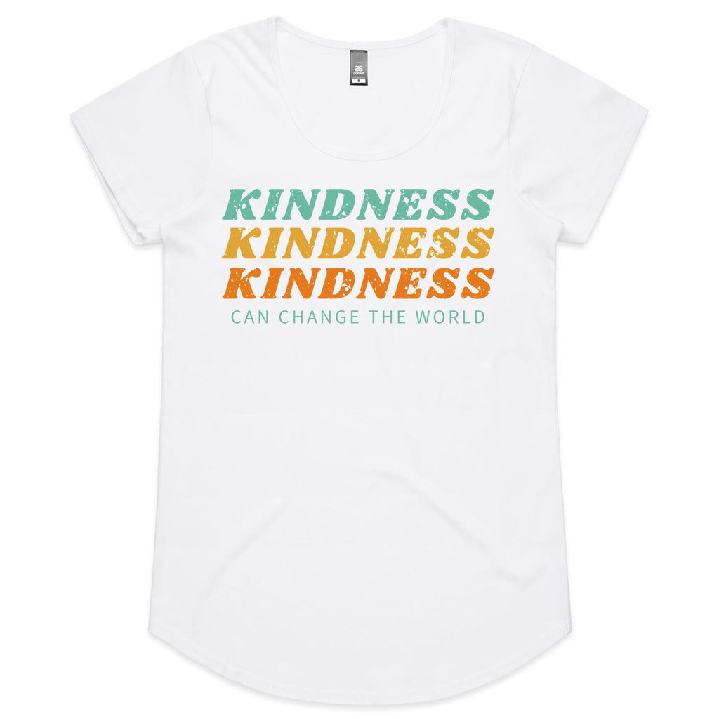 Kindness Can Change The World - Womens Scoop Neck T-Shirt White Womens Scoop Neck T-shirt Kindness Printed In Australia