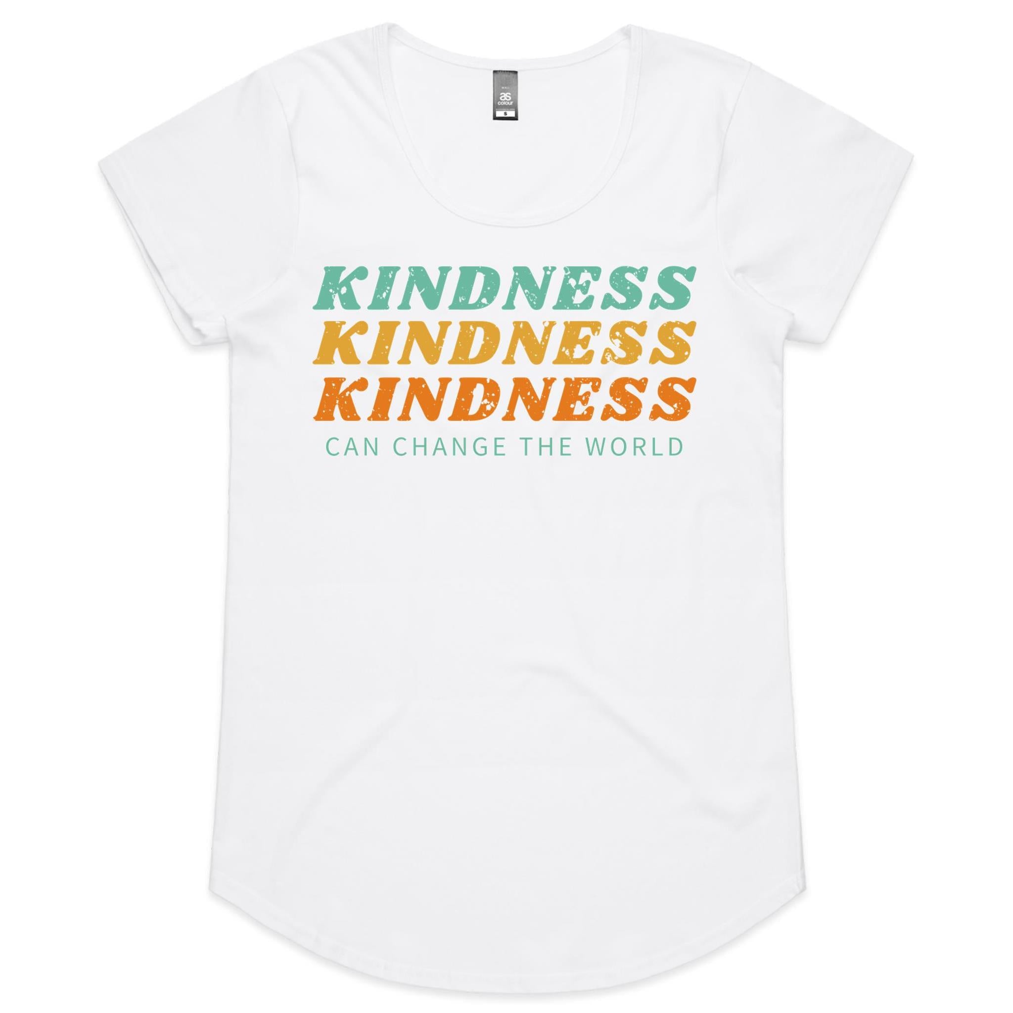 Kindness Can Change The World - Womens Scoop Neck T-Shirt White Womens Scoop Neck T-shirt Kindness Printed In Australia