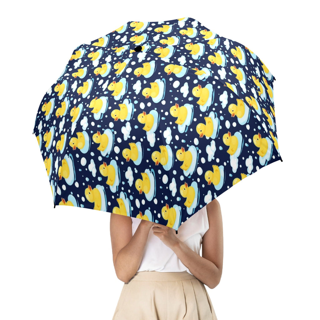 Rubber Ducks On Dark Umbrella