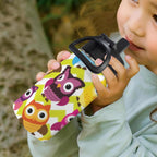 Owls On Stripes 12oz Kids Water Bottle with Straw Lid