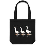 Duck Duck Goose - Canvas Tote Bag Black One Size Tote Bag animal Games Printed In Australia