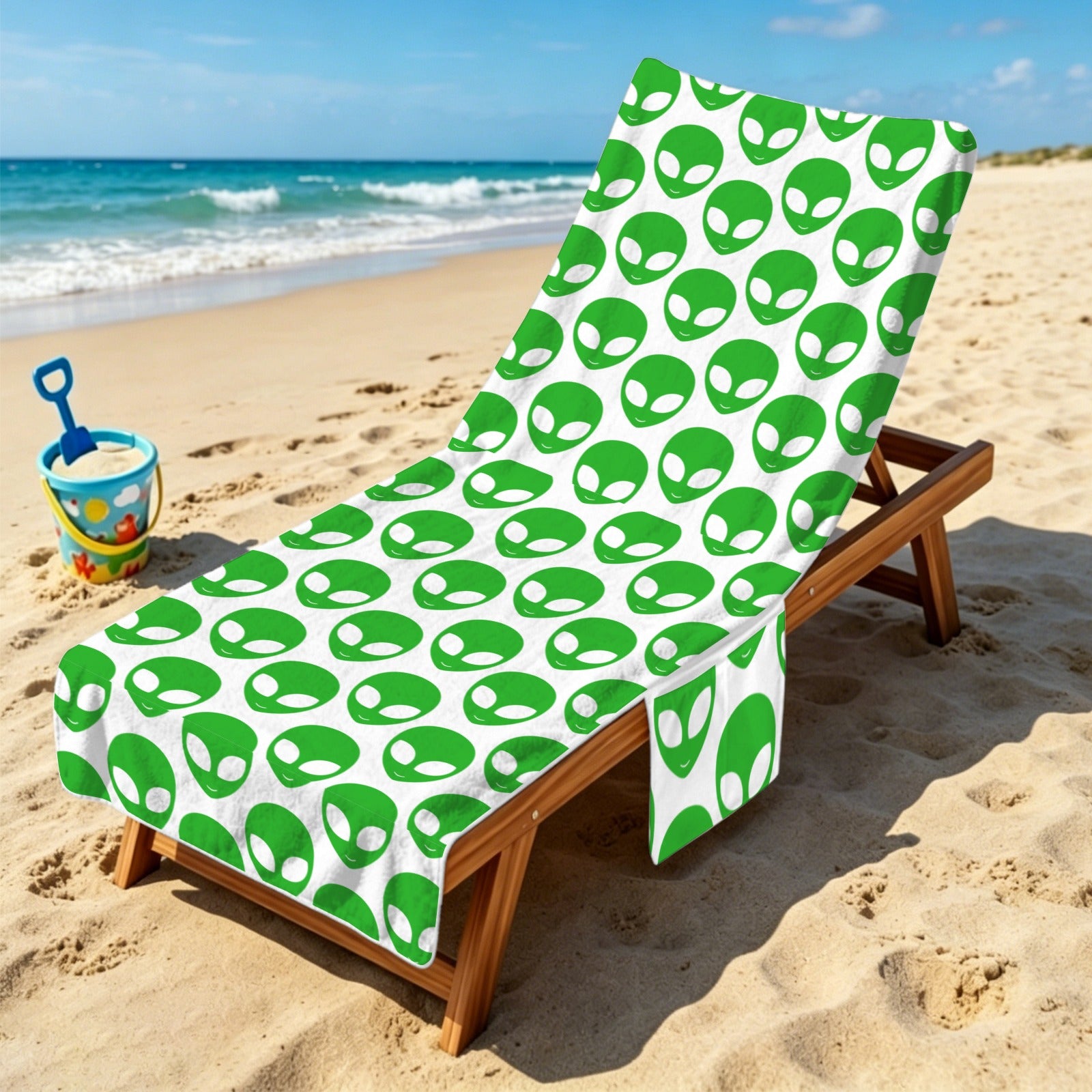 Aliens Beach Chair Towel Cover with Side Pockets
