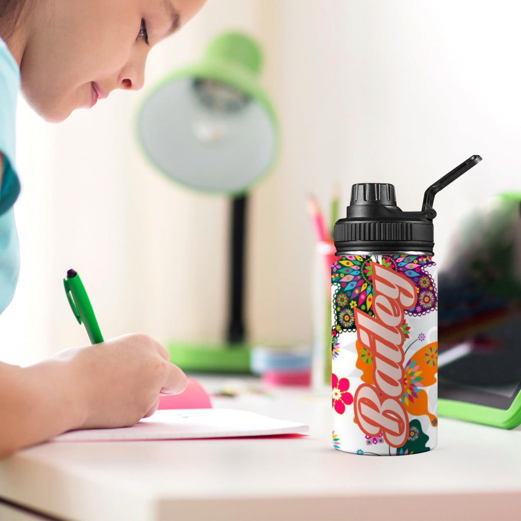Personalised - Butterflies - Kids Stainless Steel Water Bottle