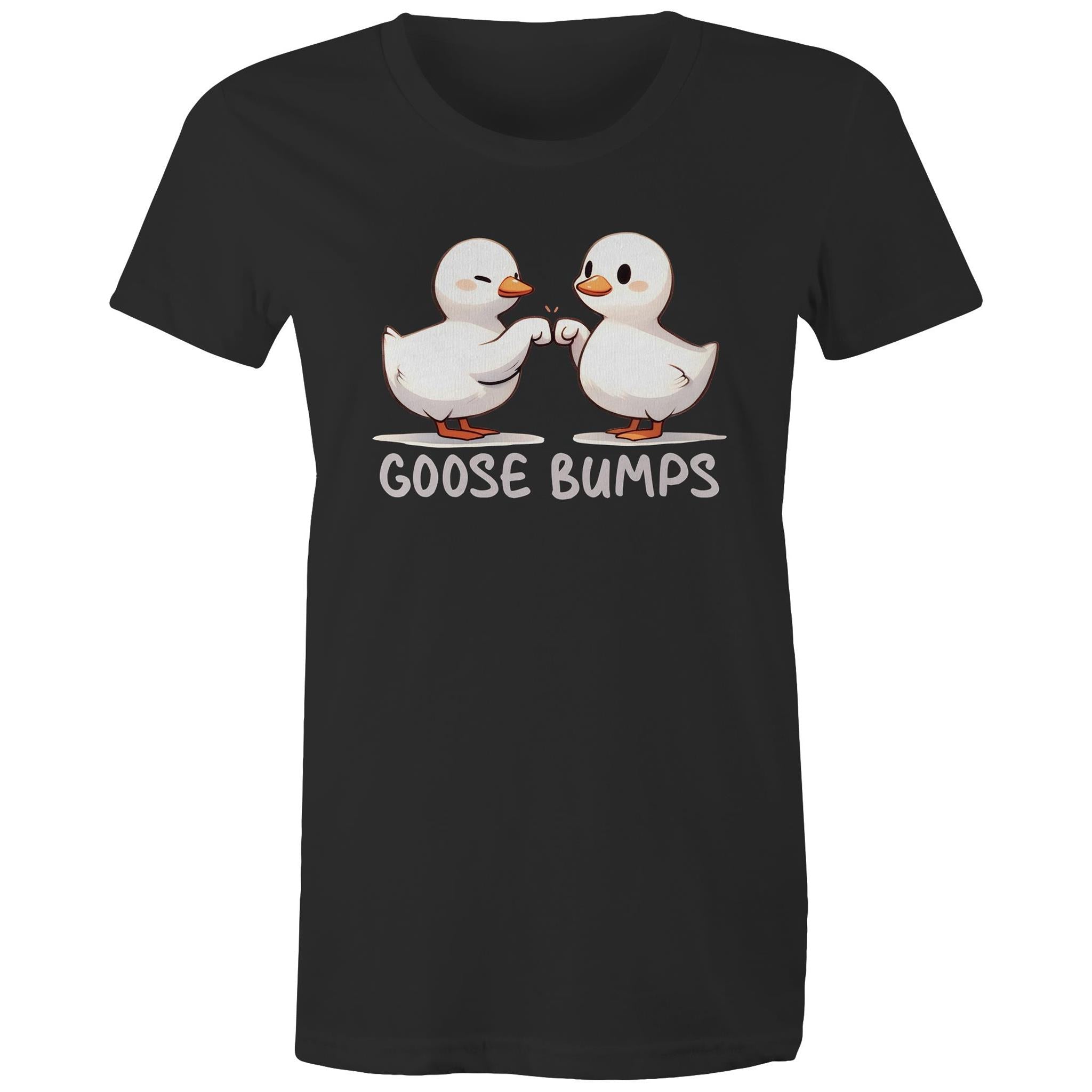 Goose Bumps - Womens T-shirt Black Womens T-shirt animal Printed In Australia