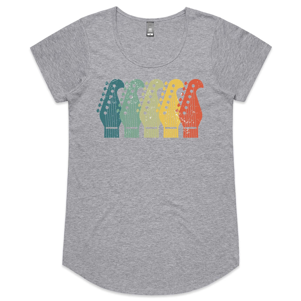 Guitar Headstock - Womens Scoop Neck T-Shirt Grey Marle