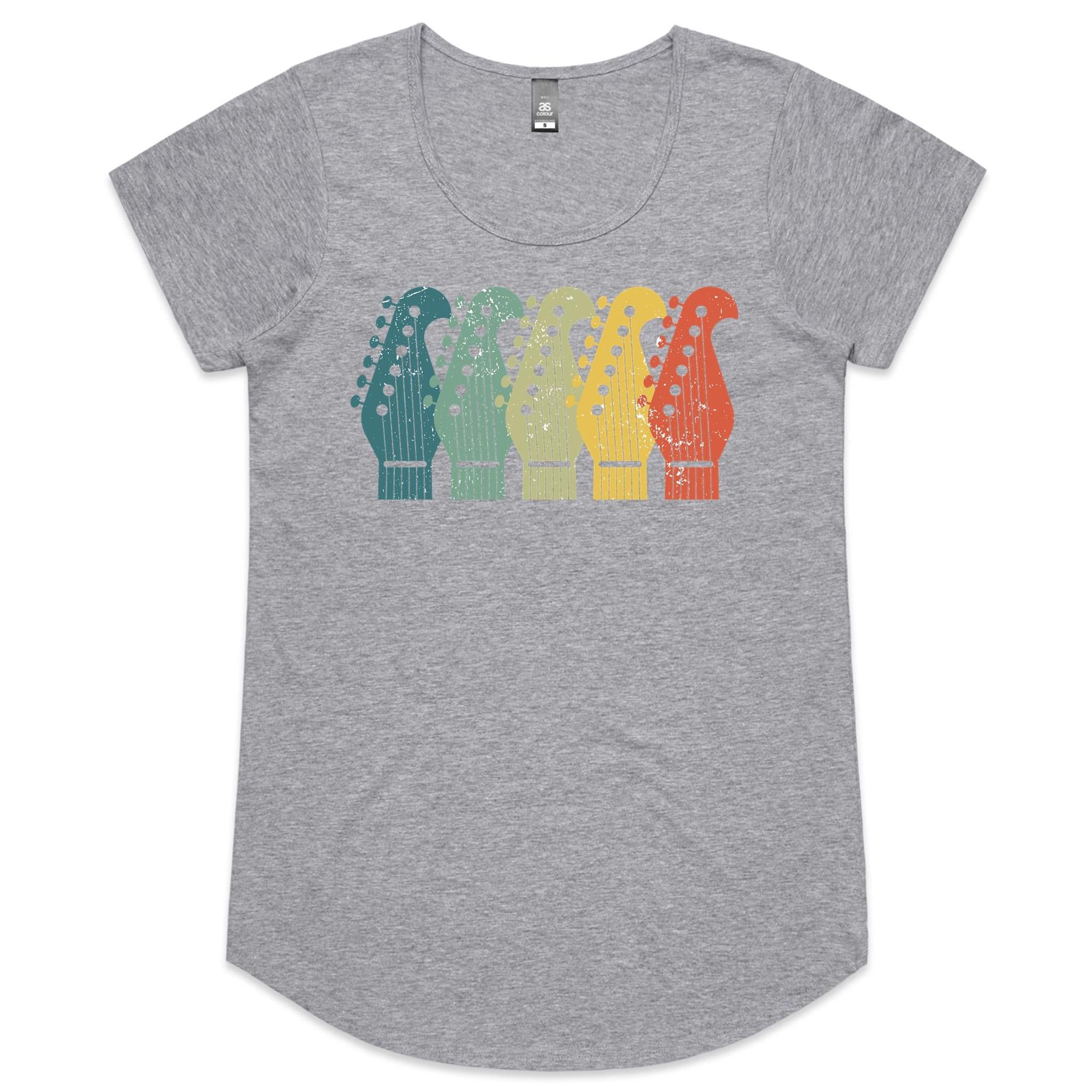 Guitar Headstock - Womens Scoop Neck T-Shirt Grey Marle