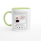 White 11oz Ceramic Mug with Colour Inside Ceramic Green Christmas Colour Mug Christmas Globally Fulfilled