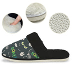 Dinosaur Roar Men's Fur Trim Thick-Sole Indoor Slippers Men's Fur Trimmed Slippers animal Printed Offshore