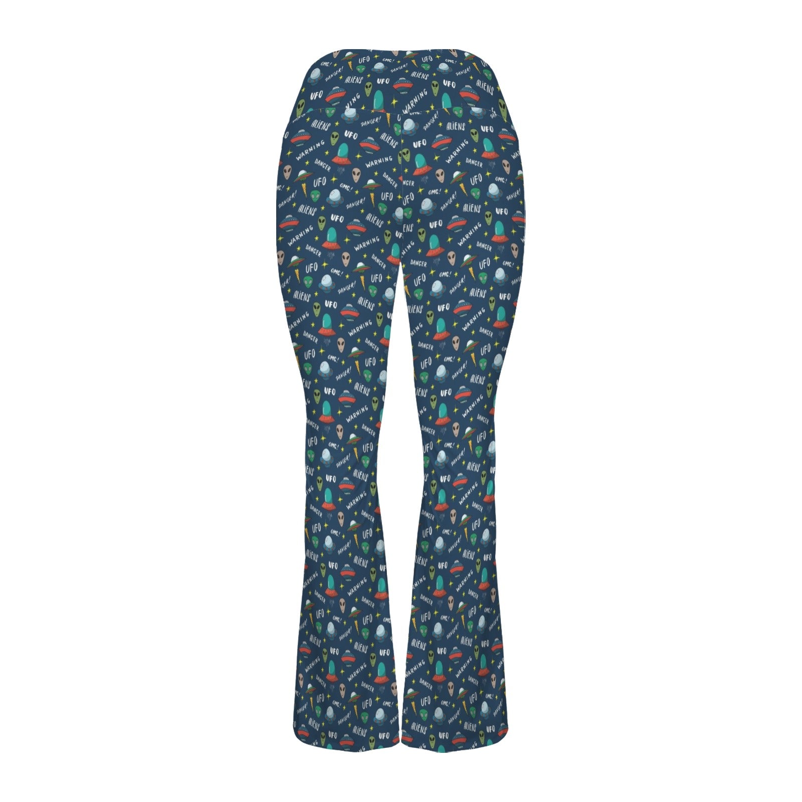 UFO's And Aliens - High Waist Crossover Tummy Control Flare Leggings