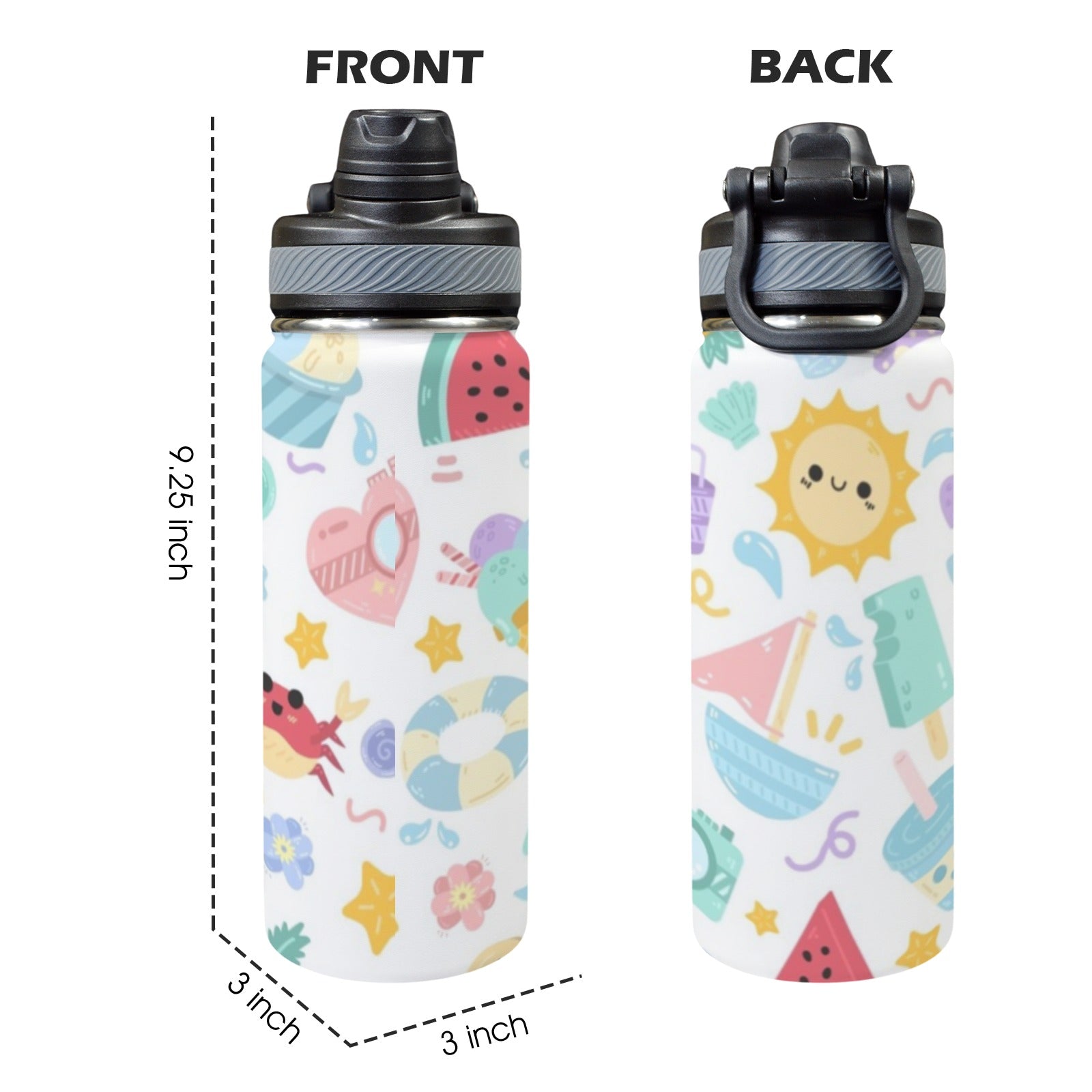 Summer Fun - Insulated Water Bottle with Dual-Use Lid (18oz) Insulated Water Bottle with Dual-Use Lid (18oz) Printed Offshore Summer