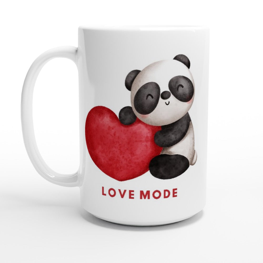 Panda, Love Mode - White 15oz Ceramic Mug Default Title 15oz Mug animal Globally Fulfilled Love